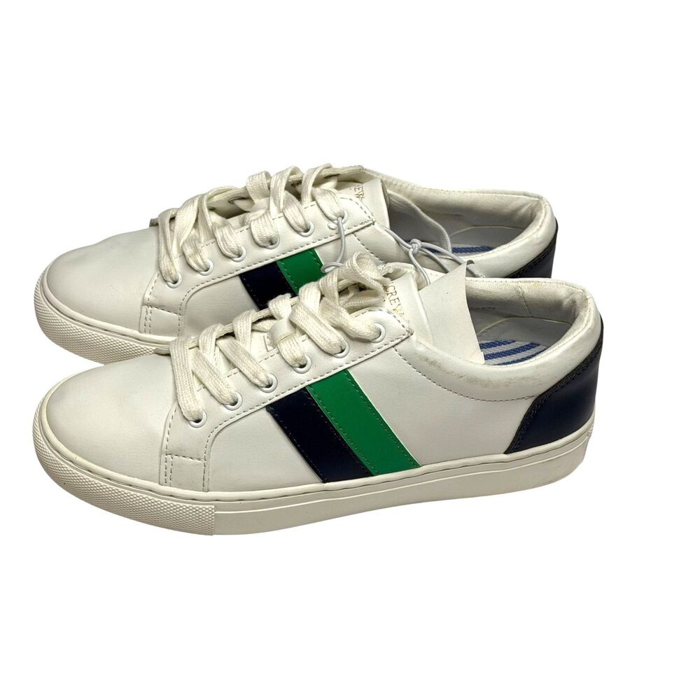 J Crew Factory Road Trip Faux Leather Sneaker Shoe Stripe Women White 6 NWT
